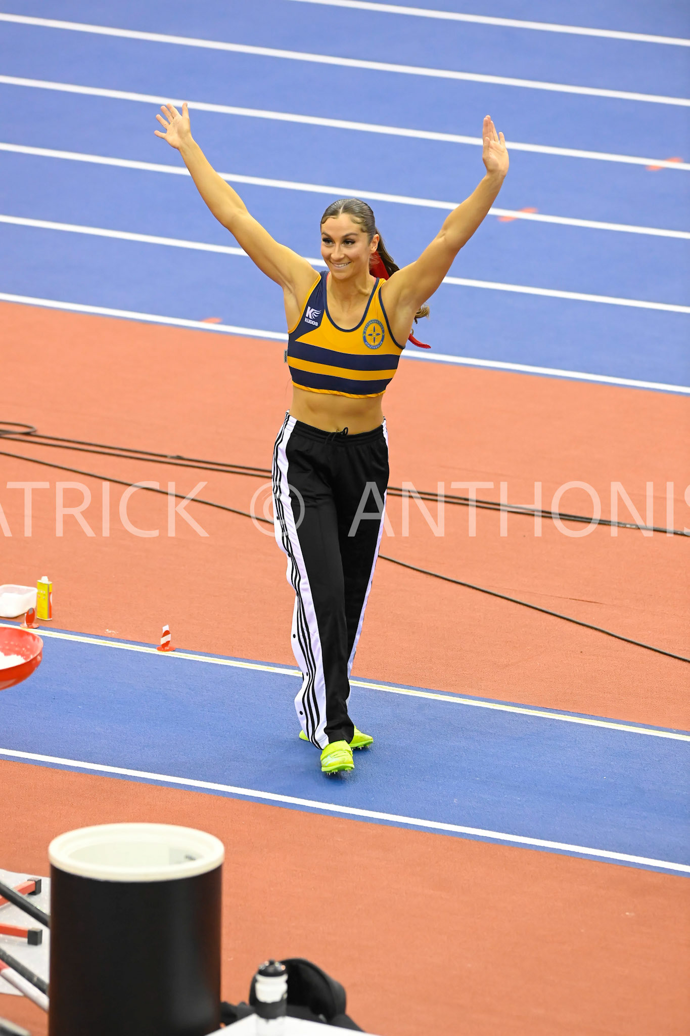 Birmingham, UK, 25 February 2023: IVE Jade GBR Women's Pole Vault competes in the Birmingham World Indoor Gold Tour Final  Utilita Arena, Birmingham on the 25 February , England