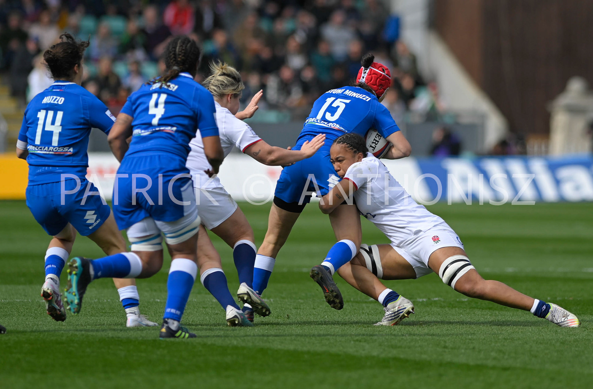 NORTHAMPTON, ENGLAND : England no 6 Sadia Kabeya in action during the  TikTok Women’s Six Nations  England Vs Italy at Franklin's Gardens on Sunday  April 2 , 2023 in Northampton, England.