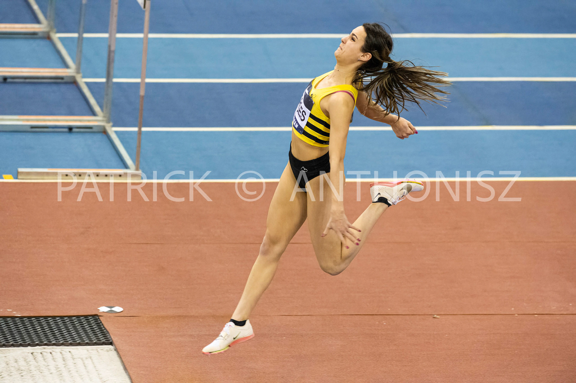 Saturday 27 February 2022:  Ruby Jerges of Crawley A C seen in the Womens Long Jump Finals at the UK Athletics Indoor Championships and World Trials  Birmingham at the Utilita Arena Birmingham Day 2