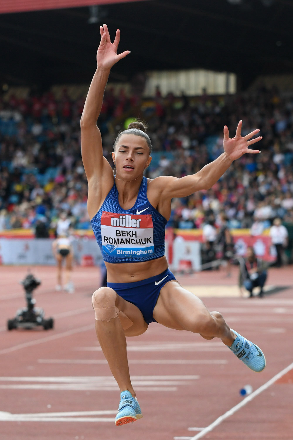 Birmingham. UK.. 18 August 2019.Maryna Bekh-Romanchuk (UKR)  in  action in the womens long jump at the   Muller Grand Prix. IAAF Diamond League athletics. Alexander stadium. Birmingham