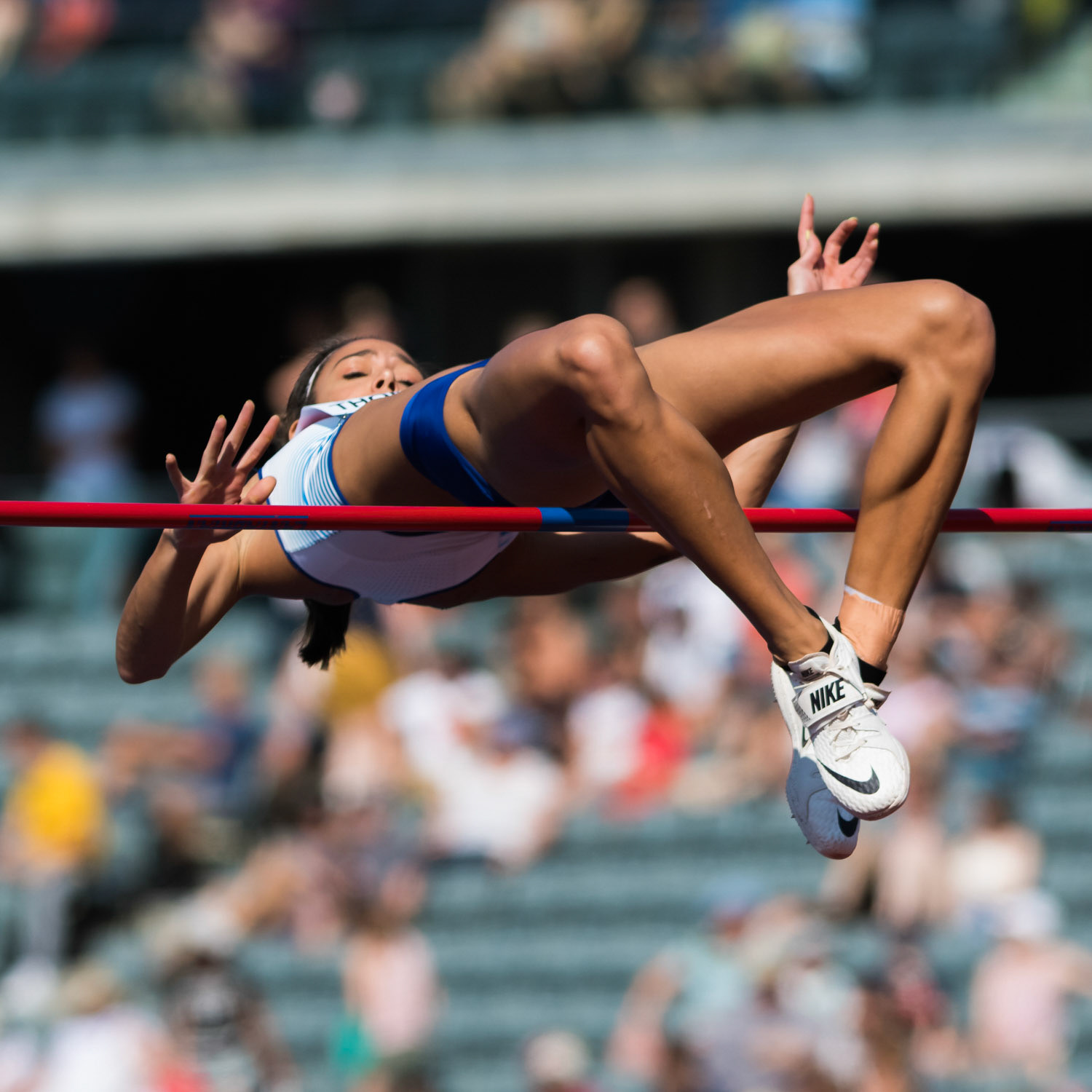 Birmingham, UK. 25th August, 2019. Katarina JOHNSON -THOMPSON   of  LIVERPOOL H  in  action during  the  women’s  High Jump at the Muller British Athletics Championships  Alexander Stadium, Birmingham, England