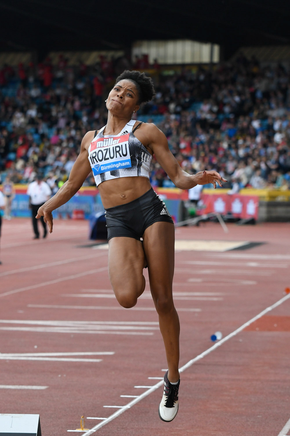 Birmingham. UK.. 18 August 2019. Abigail Irozuru (GBR) in  action in the womens long jump at the   Muller Grand Prix. IAAF Diamond League athletics. Alexander stadium. Birmingham