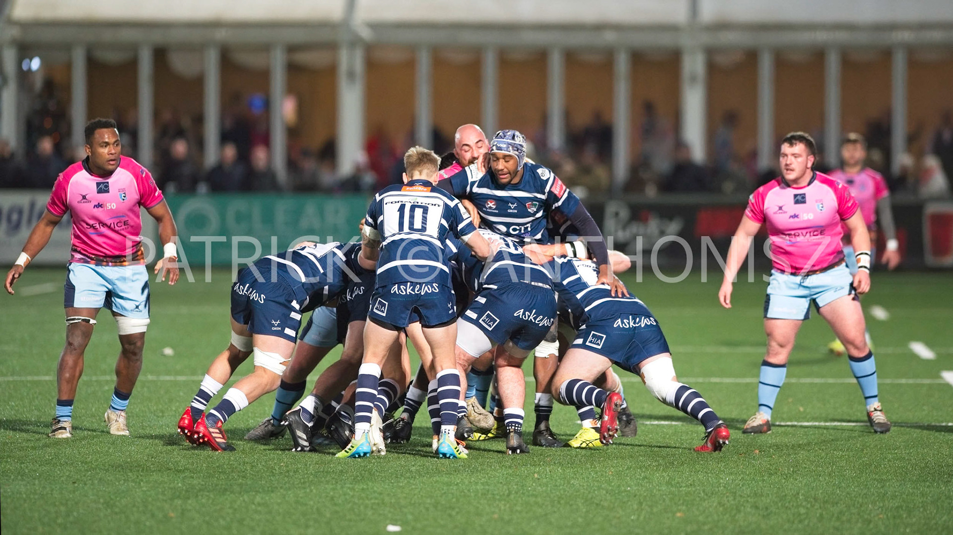 BUTTS PARK ARENA Coventry ,England 4th of December  2021 :  Greene King IPA Championship  match between Coventry Rugby Vs  Bedford Blues Rugby at Butts Park Arena Coventry UK .Final score: Coventry Rugby   :   Bedford Blues Rugby .