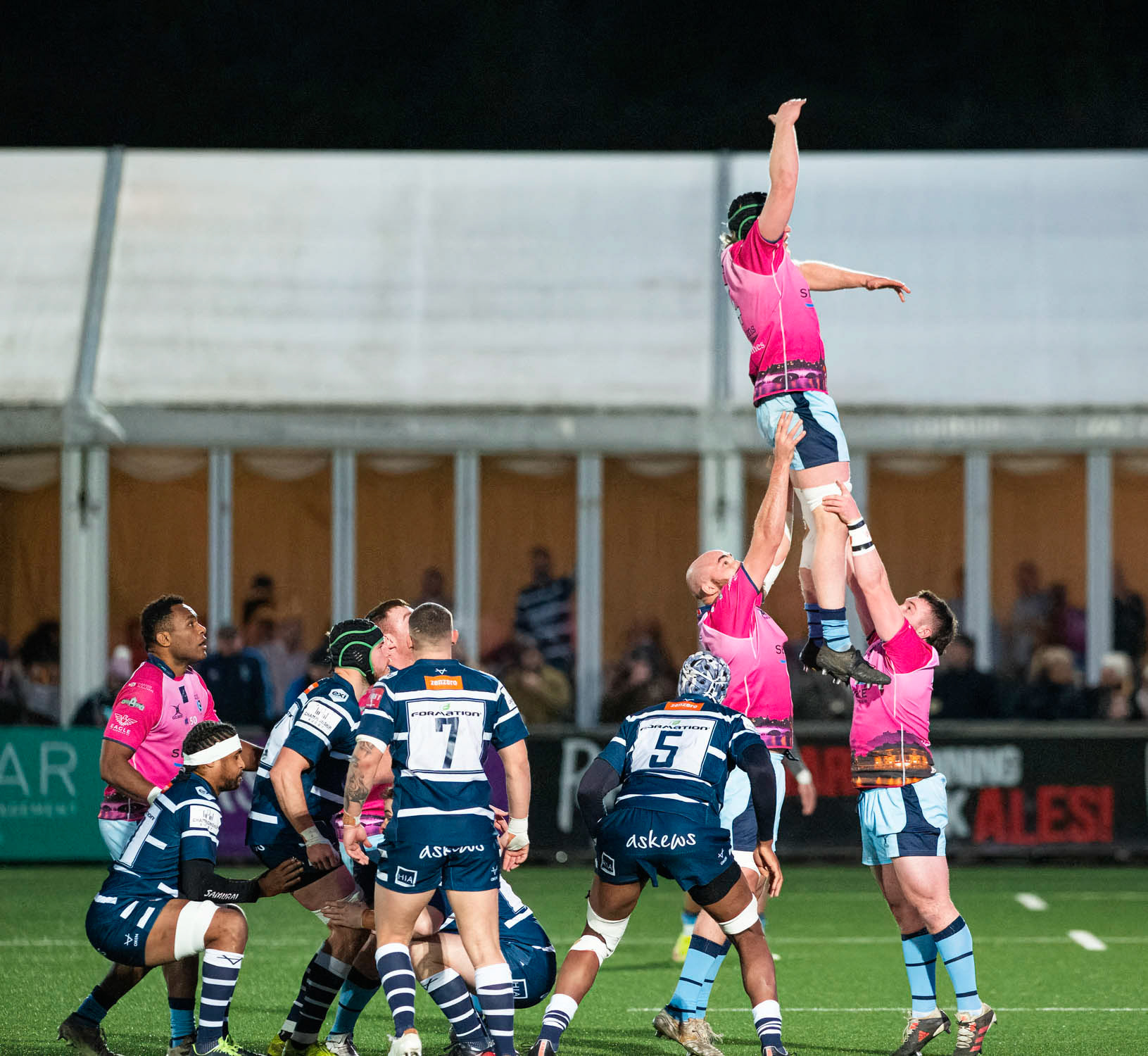 BUTTS PARK ARENA Coventry ,England 4th of December  2021 :  Greene King IPA Championship  match between Coventry Rugby Vs  Bedford Blues Rugby at Butts Park Arena Coventry UK .Final score: Coventry Rugby   :   Bedford Blues Rugby .