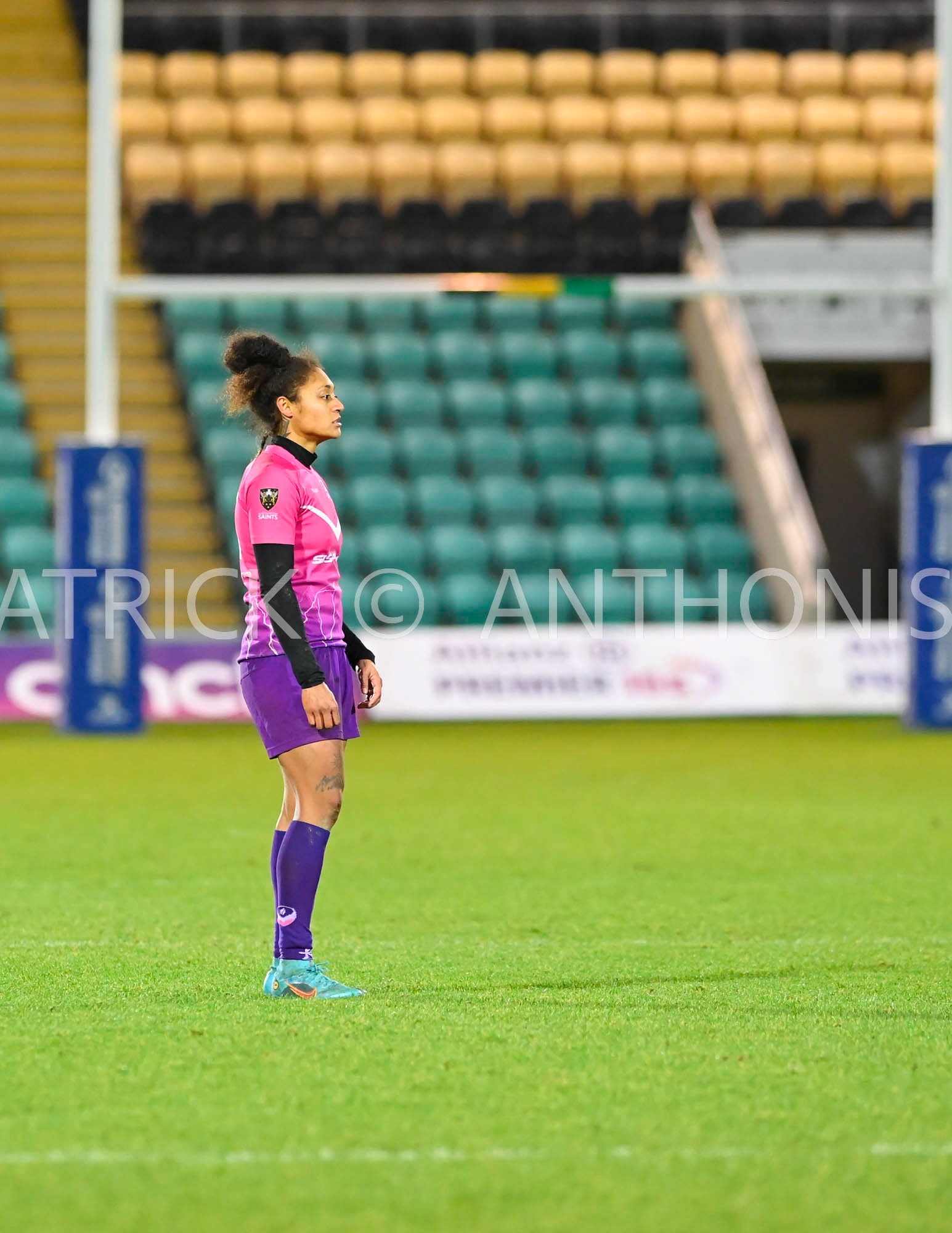 NORTHAMPTON, ENGLAND : Bulou Mataitoga of Loughborough Lightning looks on  during Women's Allianz Premiership 15's match between Loughborough Lightning and  Wasps at Franklin's Gardens on  Sunday January  8 2023 in Northampton, England