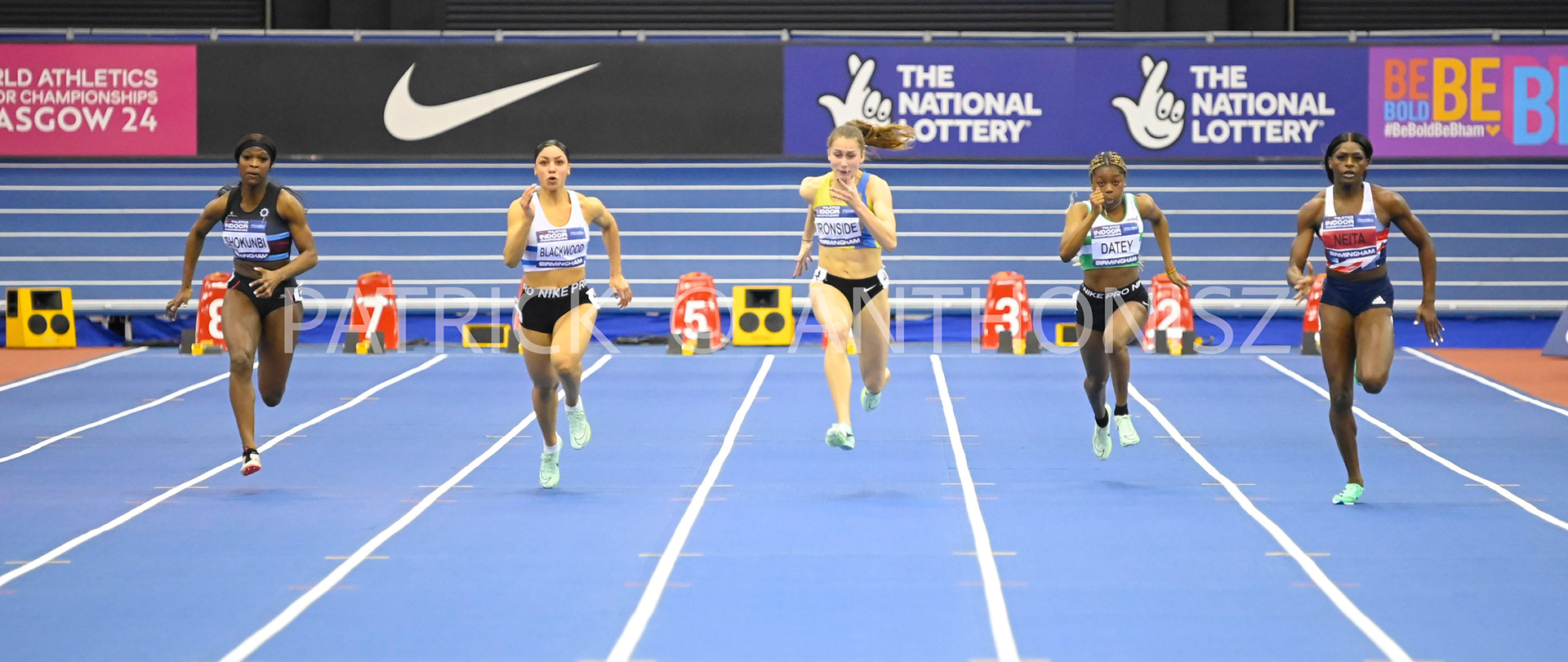 BIRMINGHAM, ENGLAND - FEBRUARY 18: Action during day 1 Heats UK Athletics Indoor Championships at the Utilita Arena, Birmingham , England