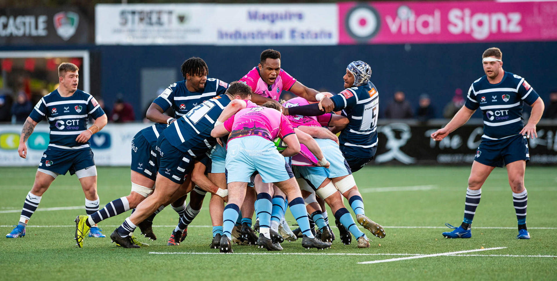 BUTTS PARK ARENA Coventry ,England 4th of December  2021 :  Greene King IPA Championship  match between Coventry Rugby Vs  Bedford Blues Rugby at Butts Park Arena Coventry UK .Final score: Coventry Rugby   :   Bedford Blues Rugby .