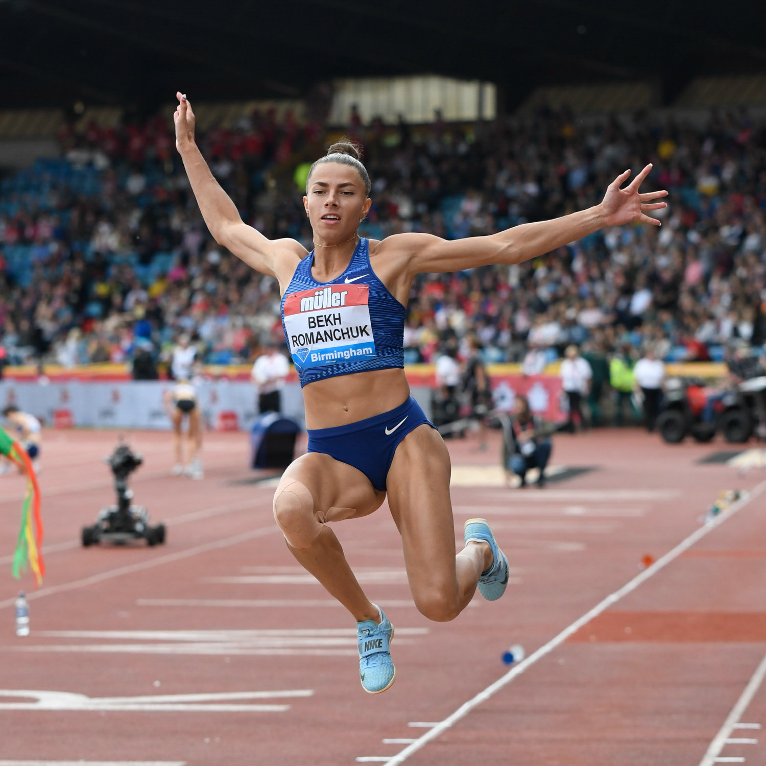 Birmingham. UK.. 18 August 2019.Maryna Bekh-Romanchuk (UKR)  in  action in the womens long jump at the   Muller Grand Prix. IAAF Diamond League athletics. Alexander stadium. Birmingham
