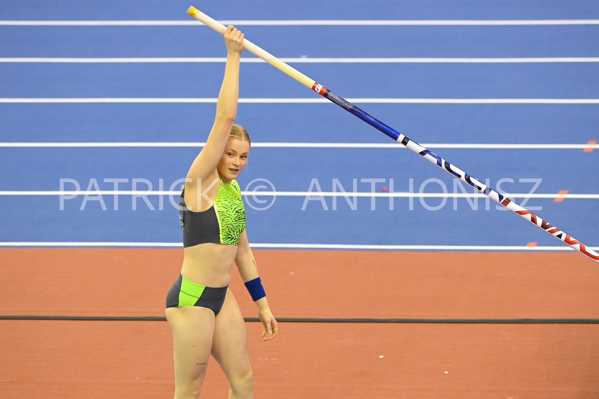 Birmingham, UK, 25 February 2023:MURTO Wilma FIN competes in the  Women's Pole Vault  at 4.51 m Birmingham World Indoor Gold Tour Final  Utilita Arena, Birmingham on the 25 February , England