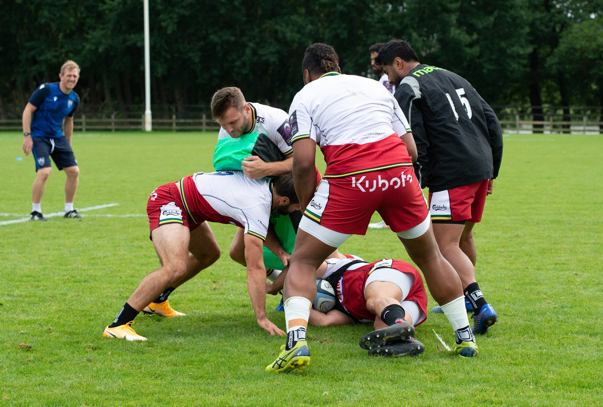 Forwards   in training at the Northampton Saints training session at Franklin's Gardens