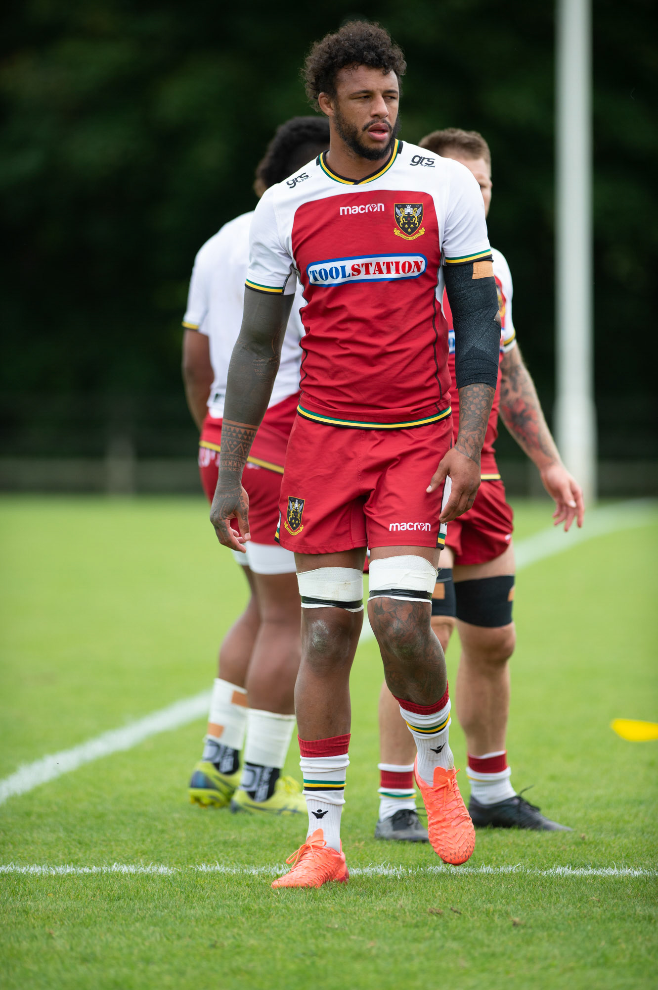 Courtney Lawes    in training at the Northampton Saints training session at Franklin's Gardens