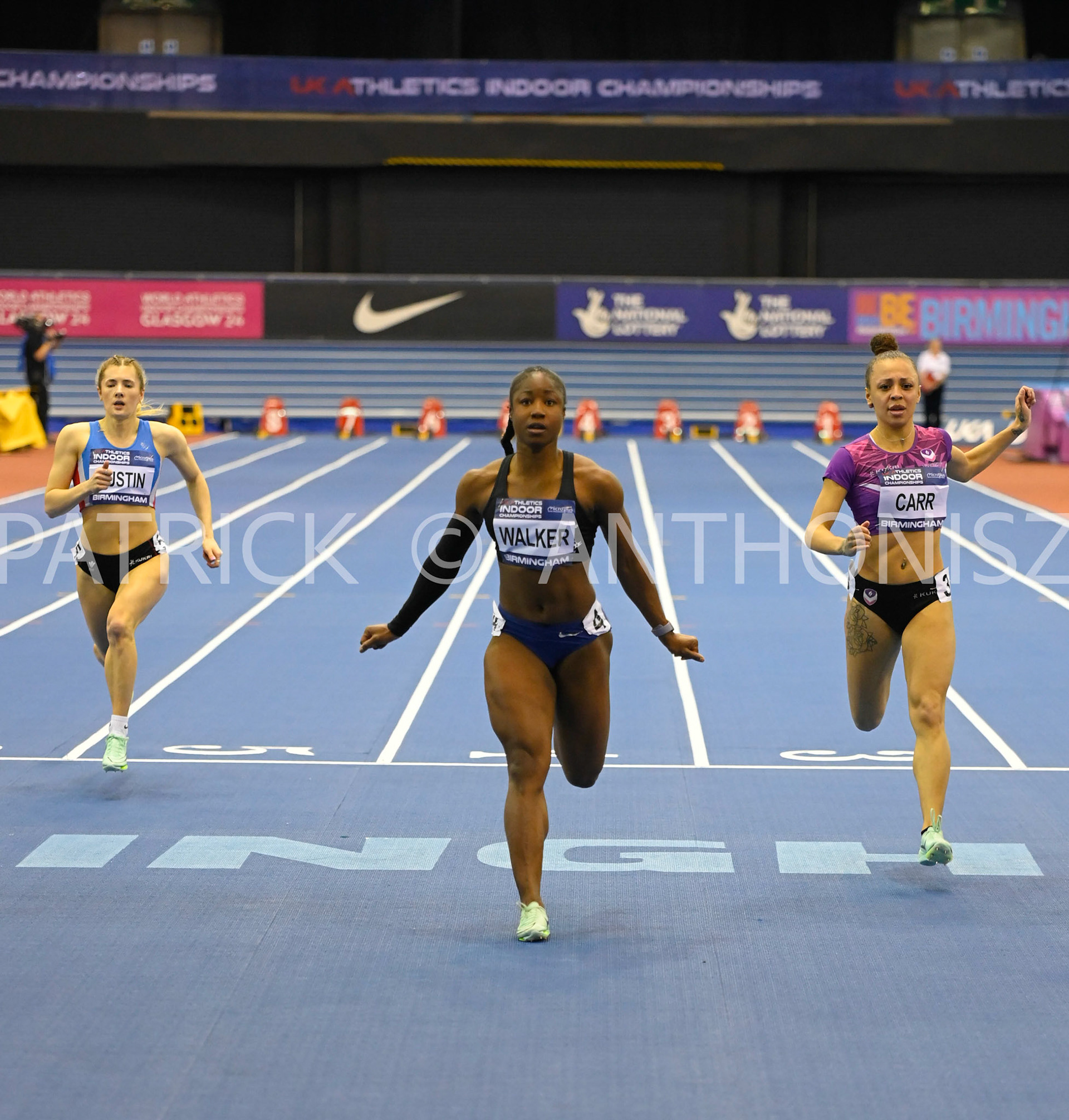 BIRMINGHAM, ENGLAND - FEBRUARY 18: Diani Warker during day 1 Heats of the UK Athletics Indoor Championships at the Utilita Arena, Birmingham , England