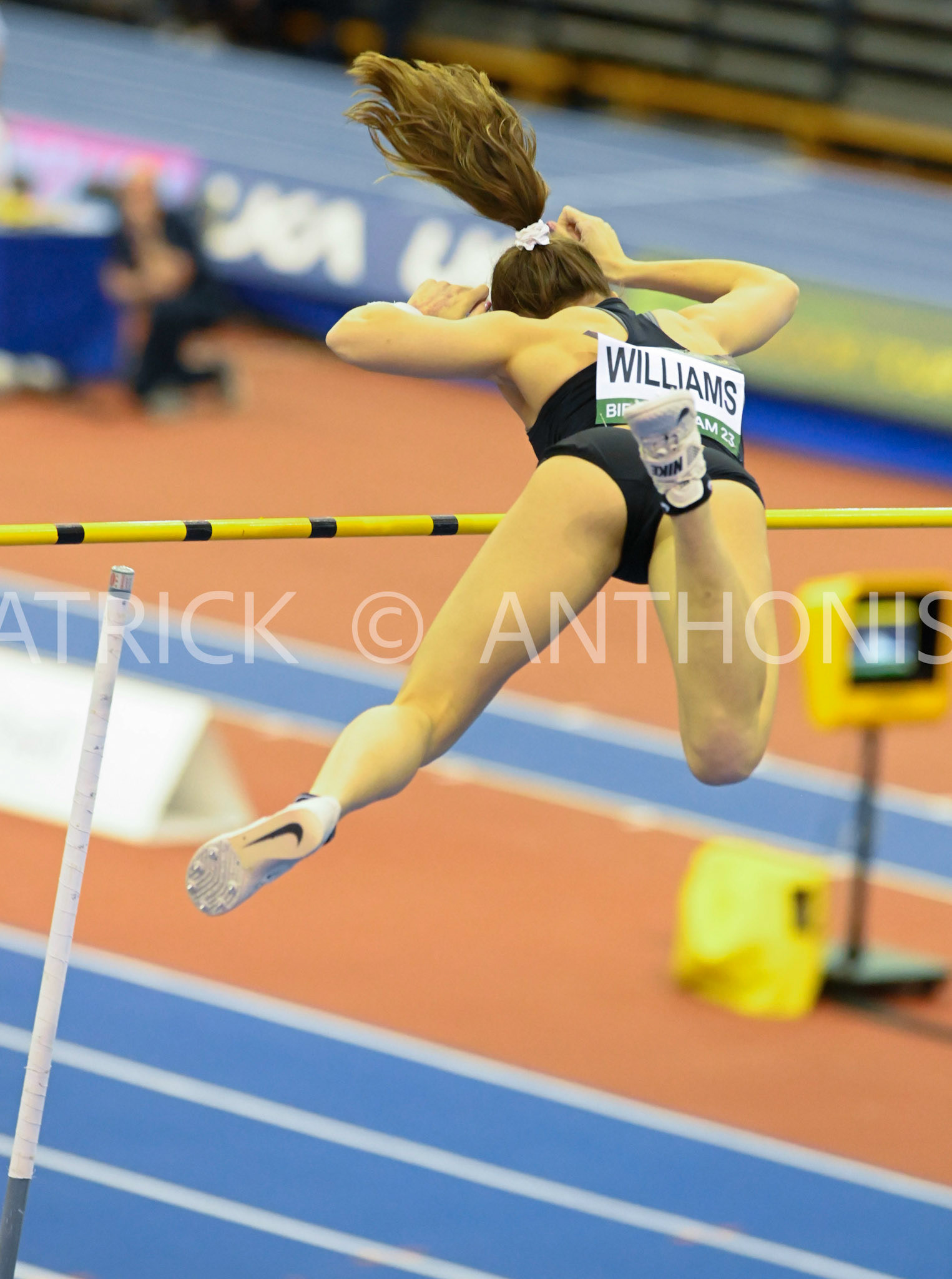 Birmingham, UK, 25 February 2023: WILLIAMS Bridget USA competes in the  Women's Pole Vault 4.51m in Birmingham World Indoor Gold Tour Final  Utilita Arena, Birmingham on the 25 February , England
