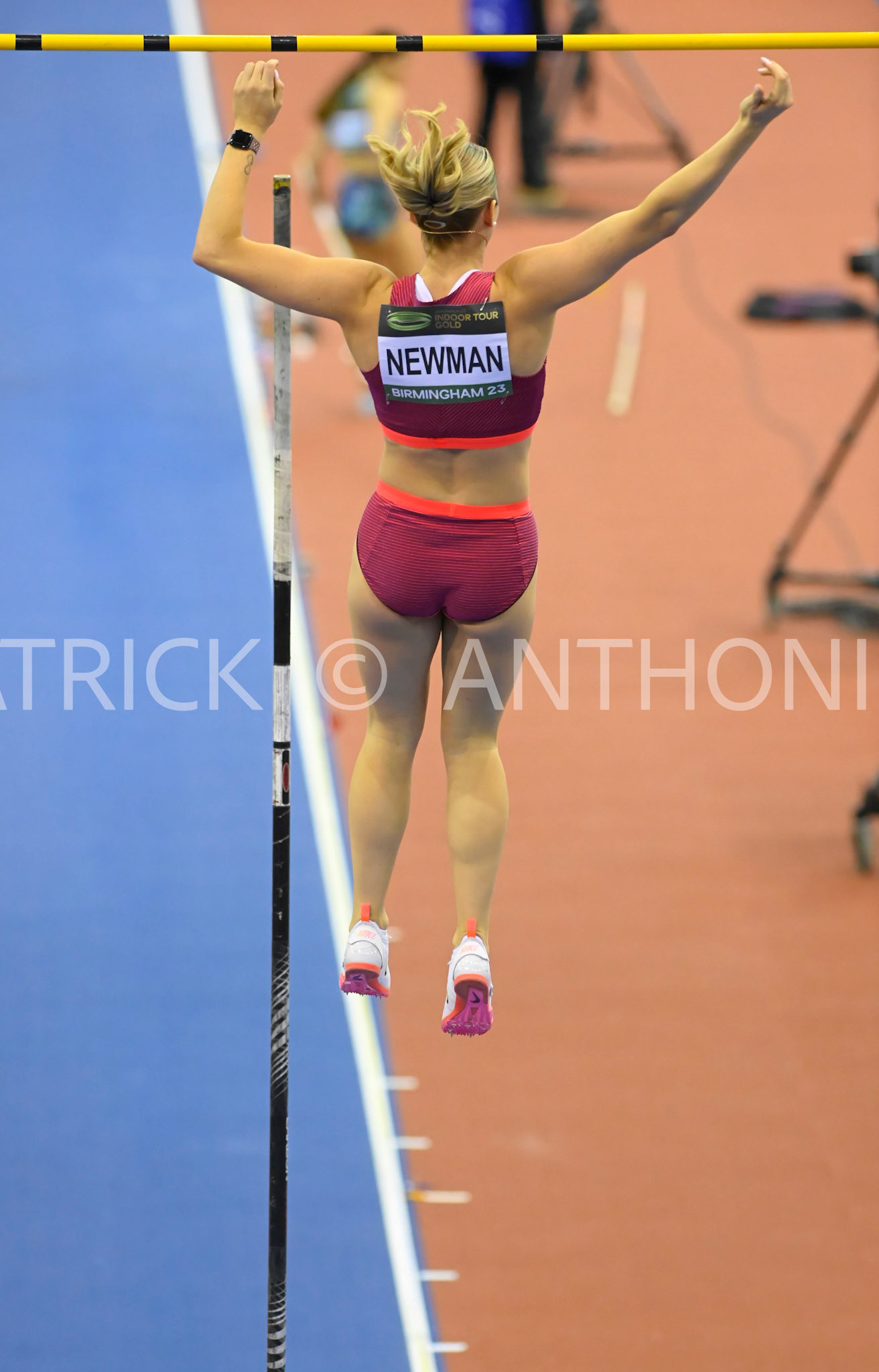 Birmingham, UK, 25 February 2023: NEWMAN Alysha CAN wins the Women's Pole Vault  at  4.78m  Birmingham World Indoor Gold Tour Final  Utilita Arena, Birmingham on the 25 February , England