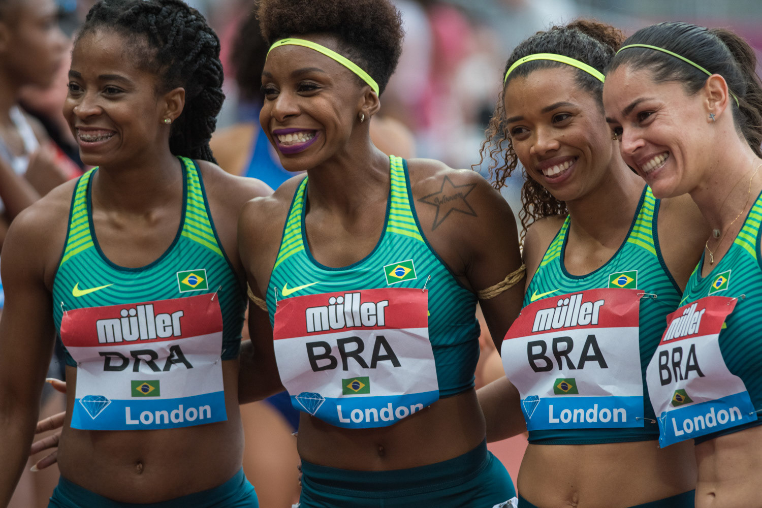 July 20, 2019 London: Brazil Really Team 4x100m Relay - Women during Day One of the IAAF Diamond League Muller Anniversary Games at London Stadium July 20, 2019 in London, England