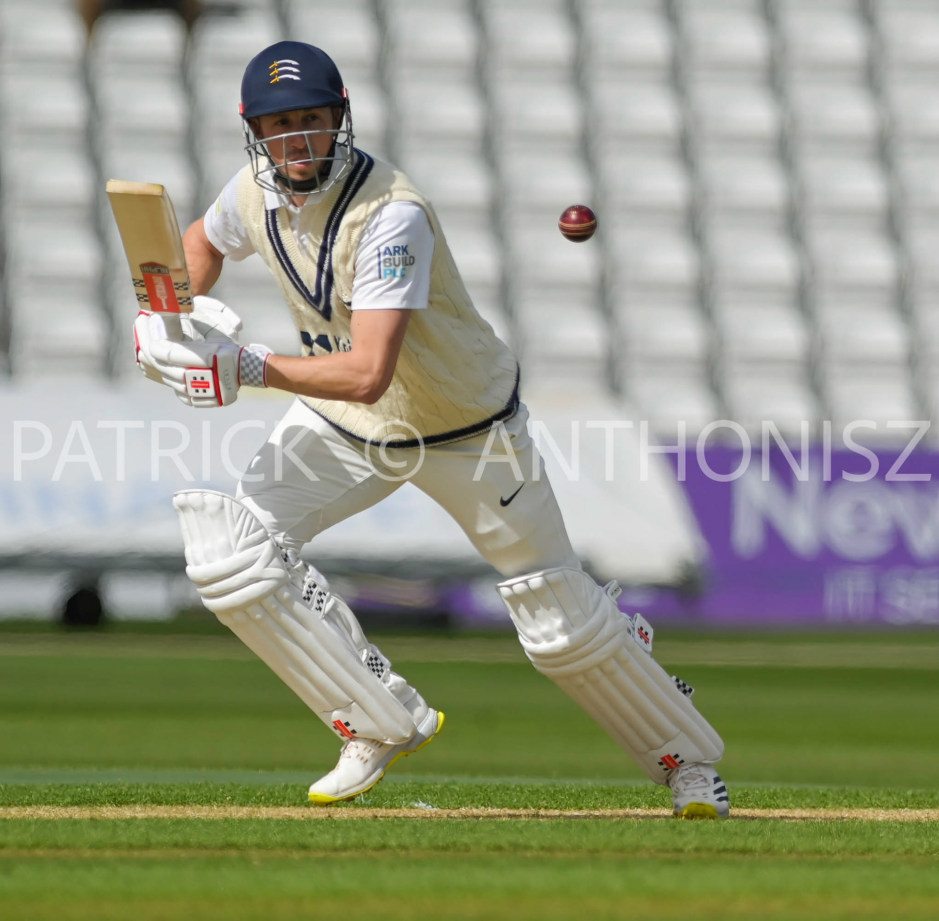 NORTHAMPTON, ENGLAND - April 13:JOHN SIMPSON in action during the  Day One of the LV= Insurance County Championship match between Northamptonshire and  Middlesex Thu 13 April  at The County Ground  in Northampton, England.