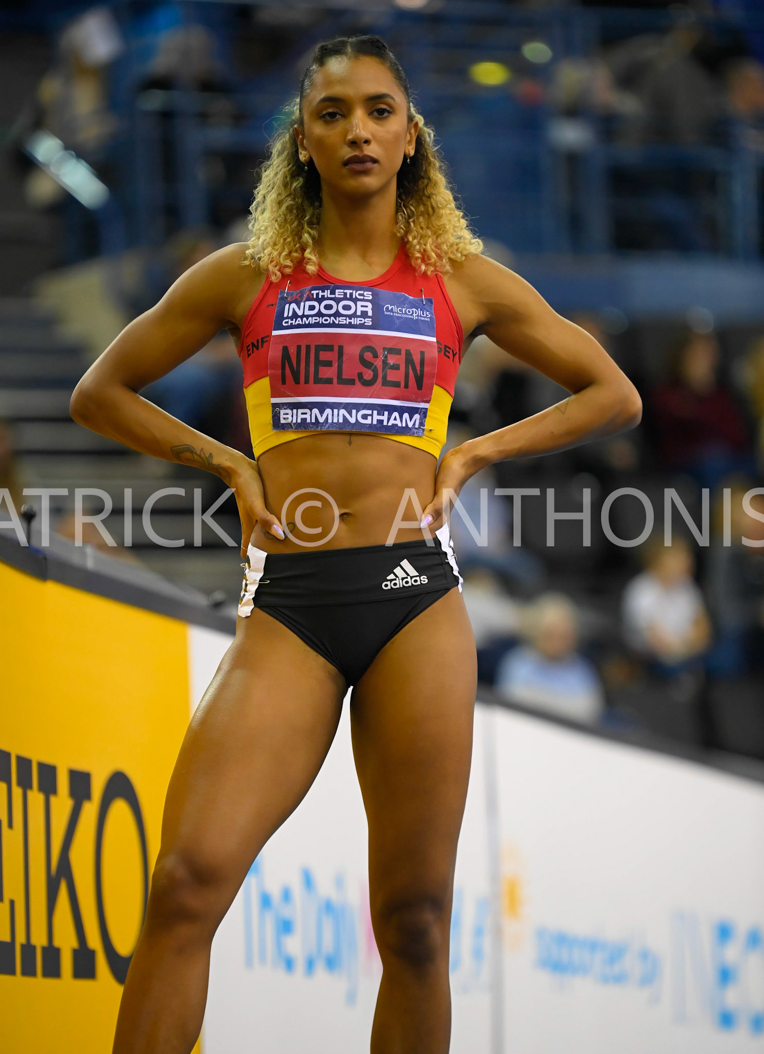 BIRMINGHAM, ENGLAND - FEBRUARY 19: Liviai  Nielsen during day 2 of the UK Athletics Indoor Championships at the Utilita Arena, Birmingham , England
