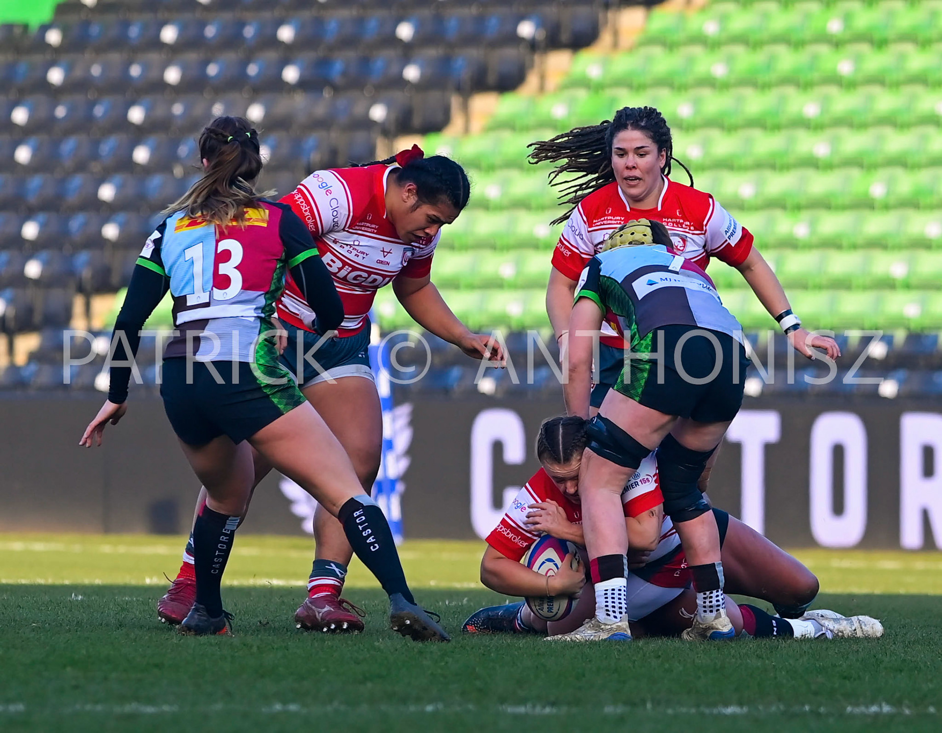 Twickenham Stoop, ENGLAND :  Match action  during the Women's Allianz Premiership 15's match between Harlequins Vs Gloucester -  Hartpury  , Twickenham Stoop Stadium England 22-1-2023