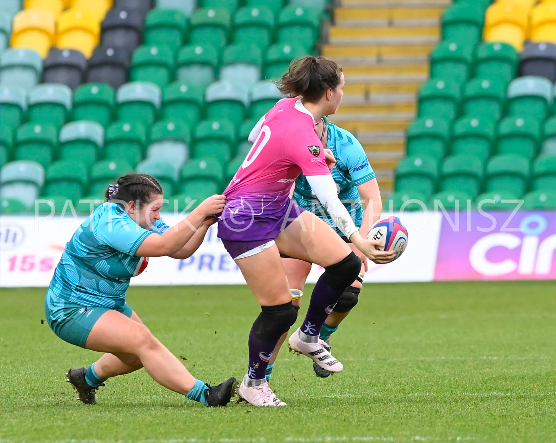 NORTHAMPTON, ENGLAND :  Match action during Women's Allianz Premiership 15's match between Loughborough Lightning and  Wasps at Franklin's Gardens on  Sunday January  8 2023 in Northampton, England