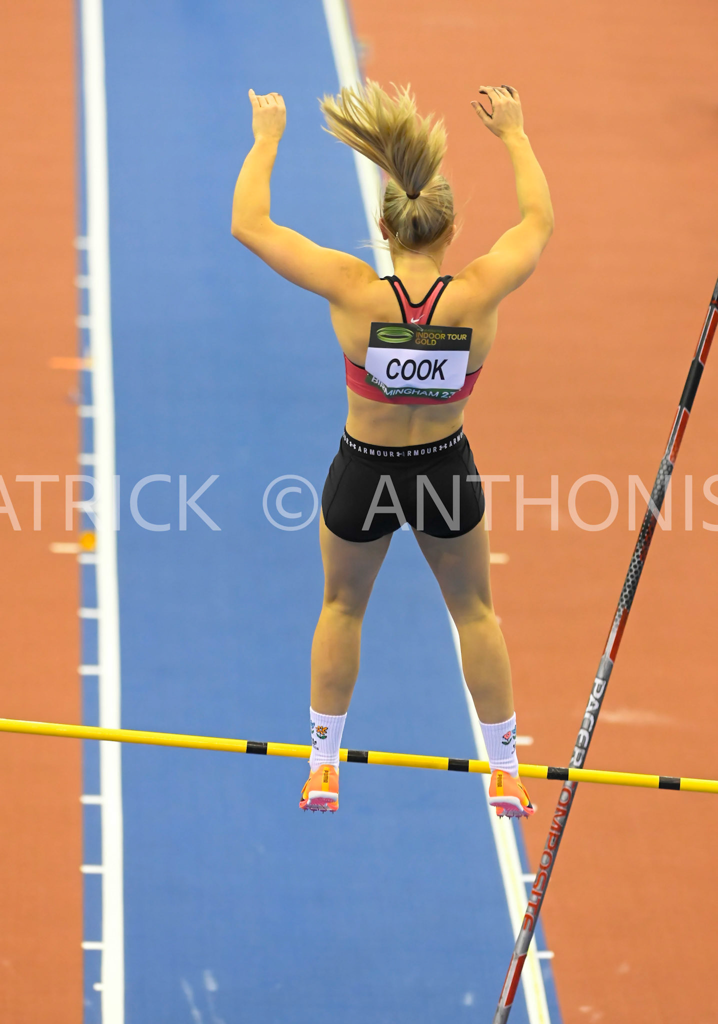 Birmingham, UK, 25 February 2023:COOK Sophie GBR competes in the Women's Pole Vault at 4.41m Birmingham World Indoor Gold Tour Final  Utilita Arena, Birmingham on the 25 February , England