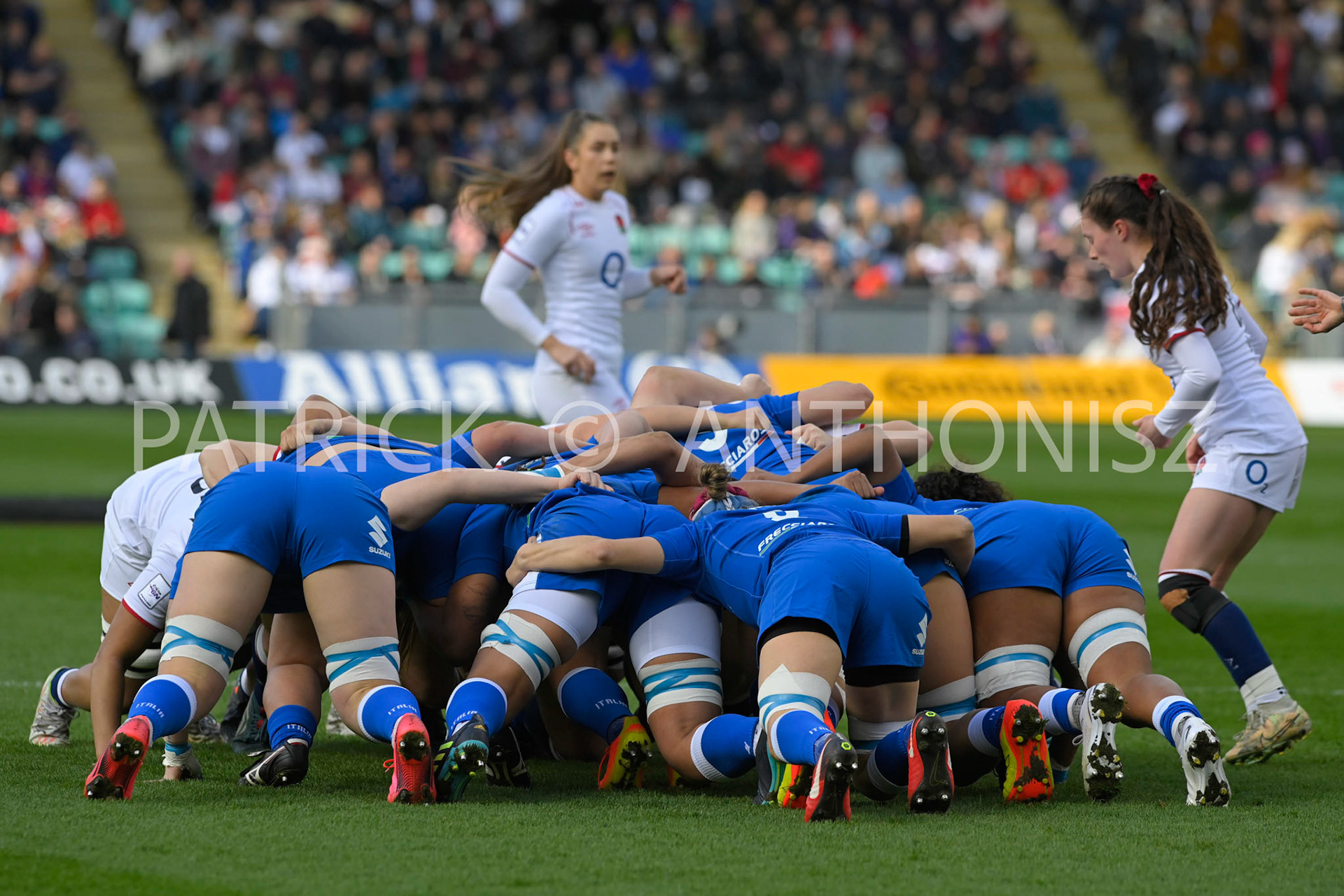 NORTHAMPTON, ENGLAND : Match action during the  TikTok Women’s Six Nations  England Vs Italy at Franklin's Gardens on Sunday  April 2 , 2023 in Northampton, England.