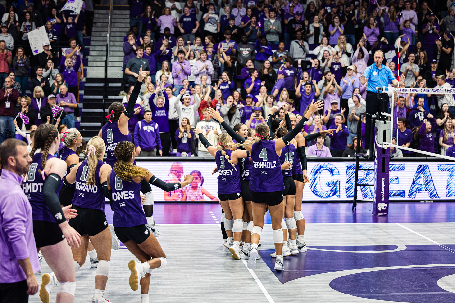 Kansas State VB vs. Brigham Young University, October 27, 2023. Final: KSU 3, BYU 0.October 27, 2023. (Photo: Reece Bachta/K-State Sports)