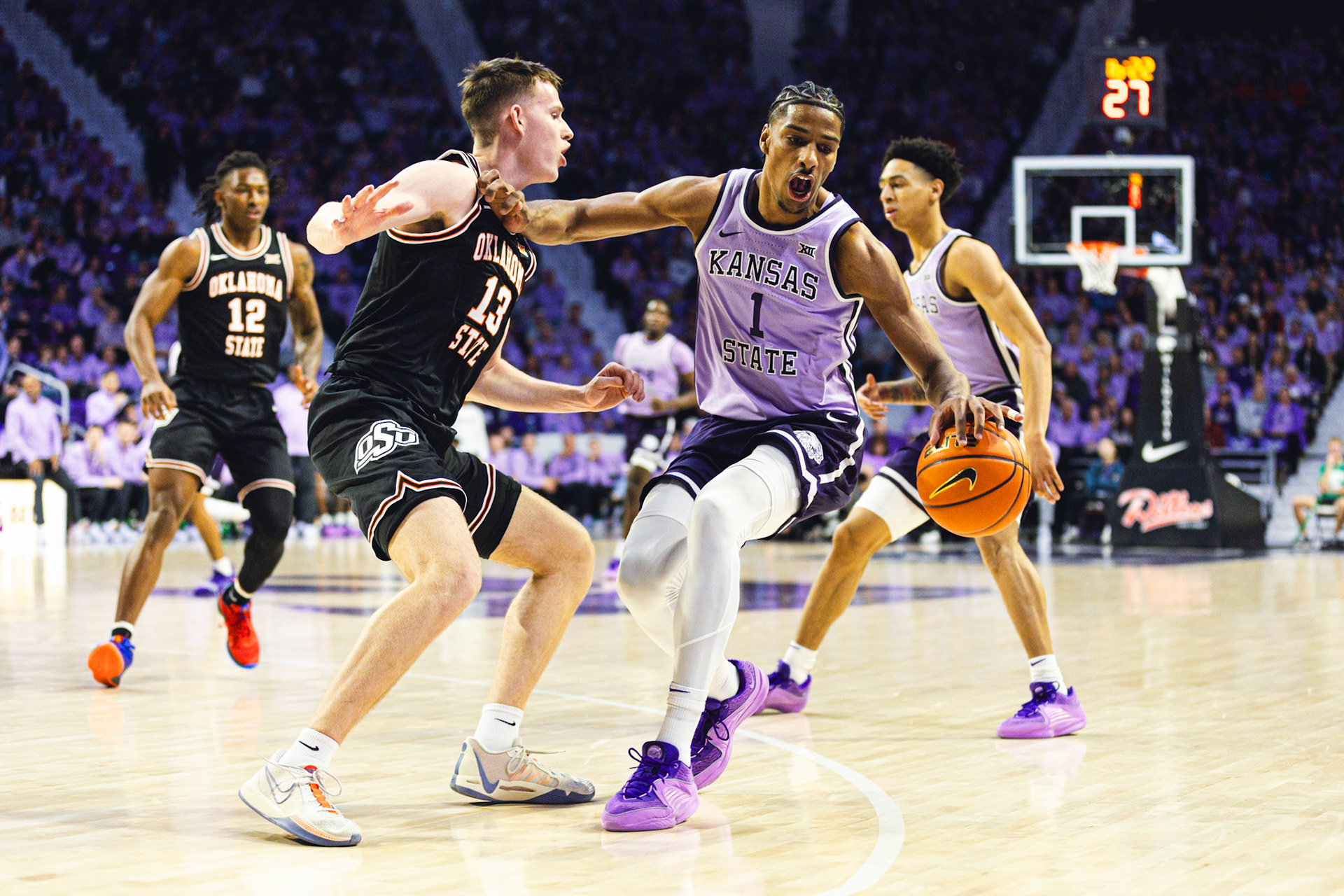 K-State Men's Basketball vs. Oklahoma State, January 20, 2024. Final: KSU 70, OSU 66(Photo: Reece Bachta/K-State Sports)
