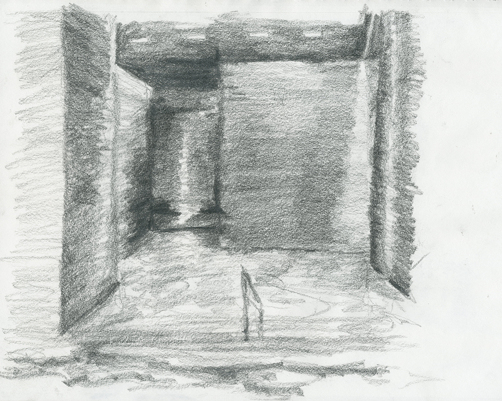 David Sweere Architect - Peter Zumthor - Therme Vals - Main Interior Pool - Sketch by David Sweere