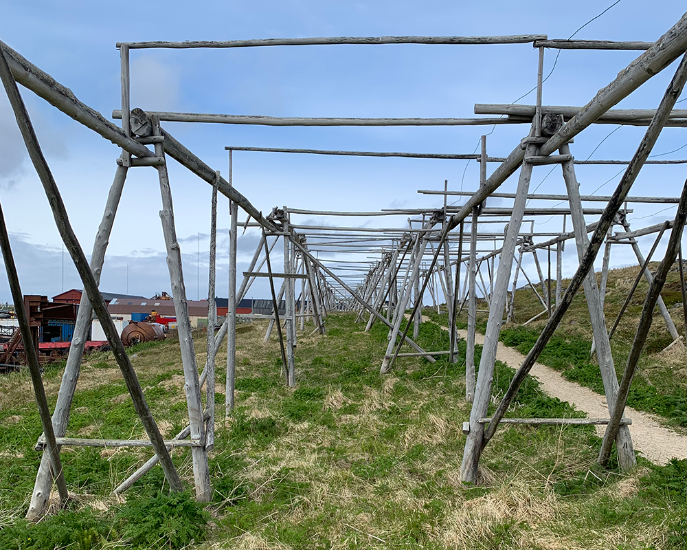 Traditional Fish drying rack in Vardø, Norway