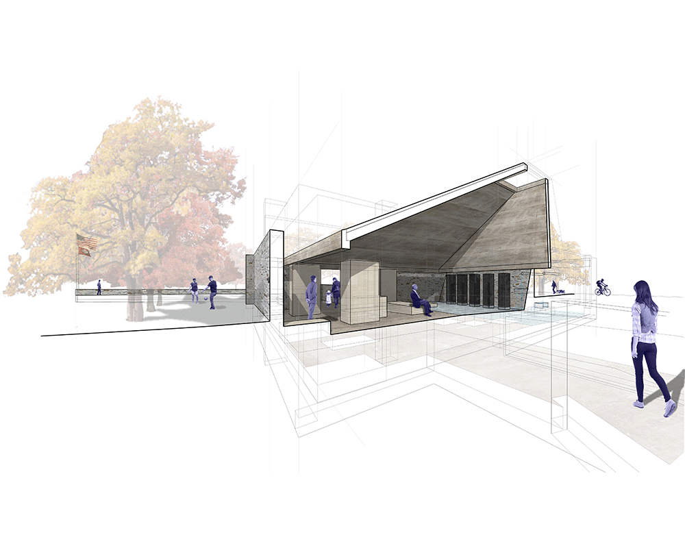 David Sweere Architect - Hollow Monoliths Veterans Memorial - Section Perspective