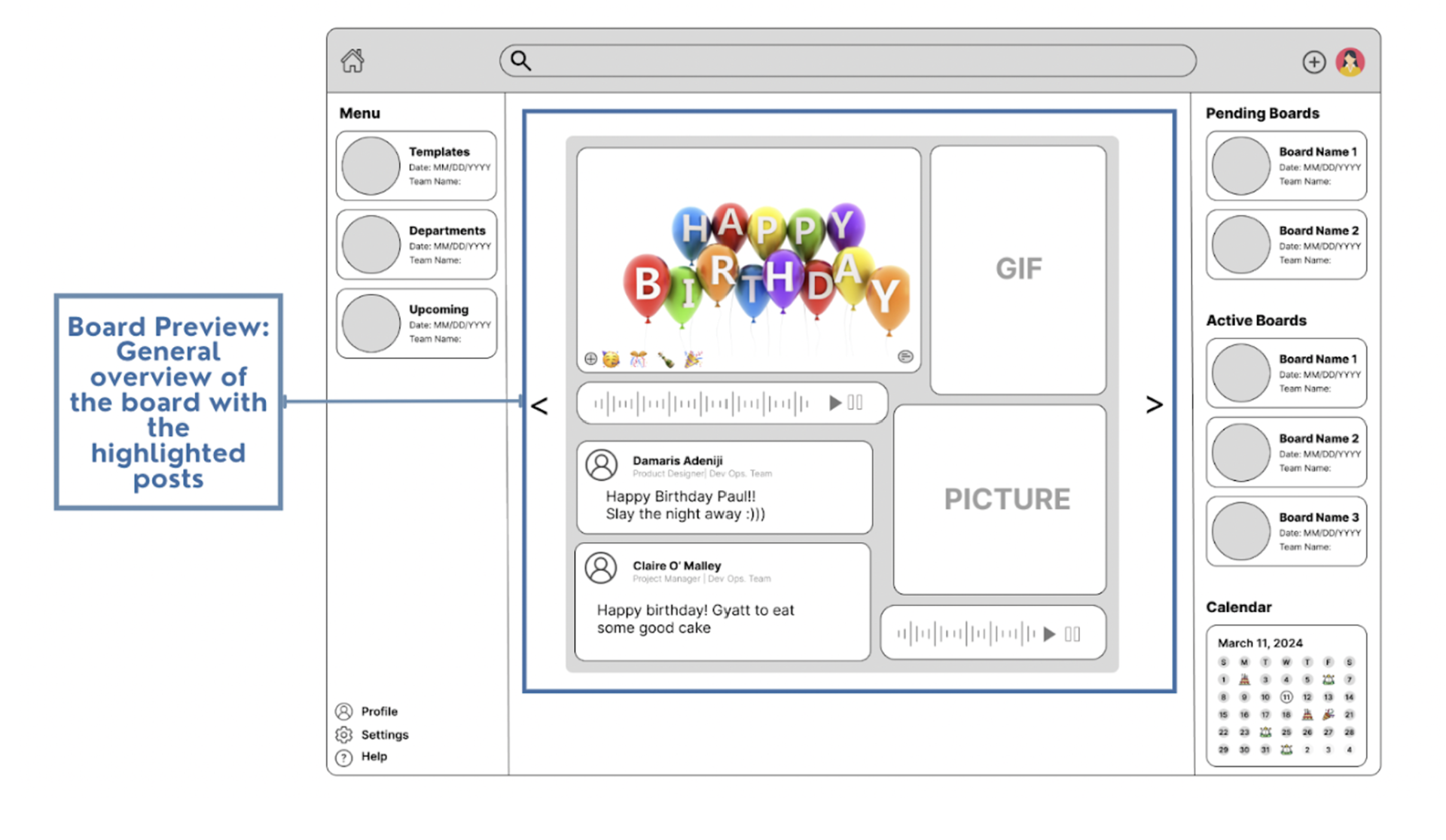 Board Preview (Home Page)