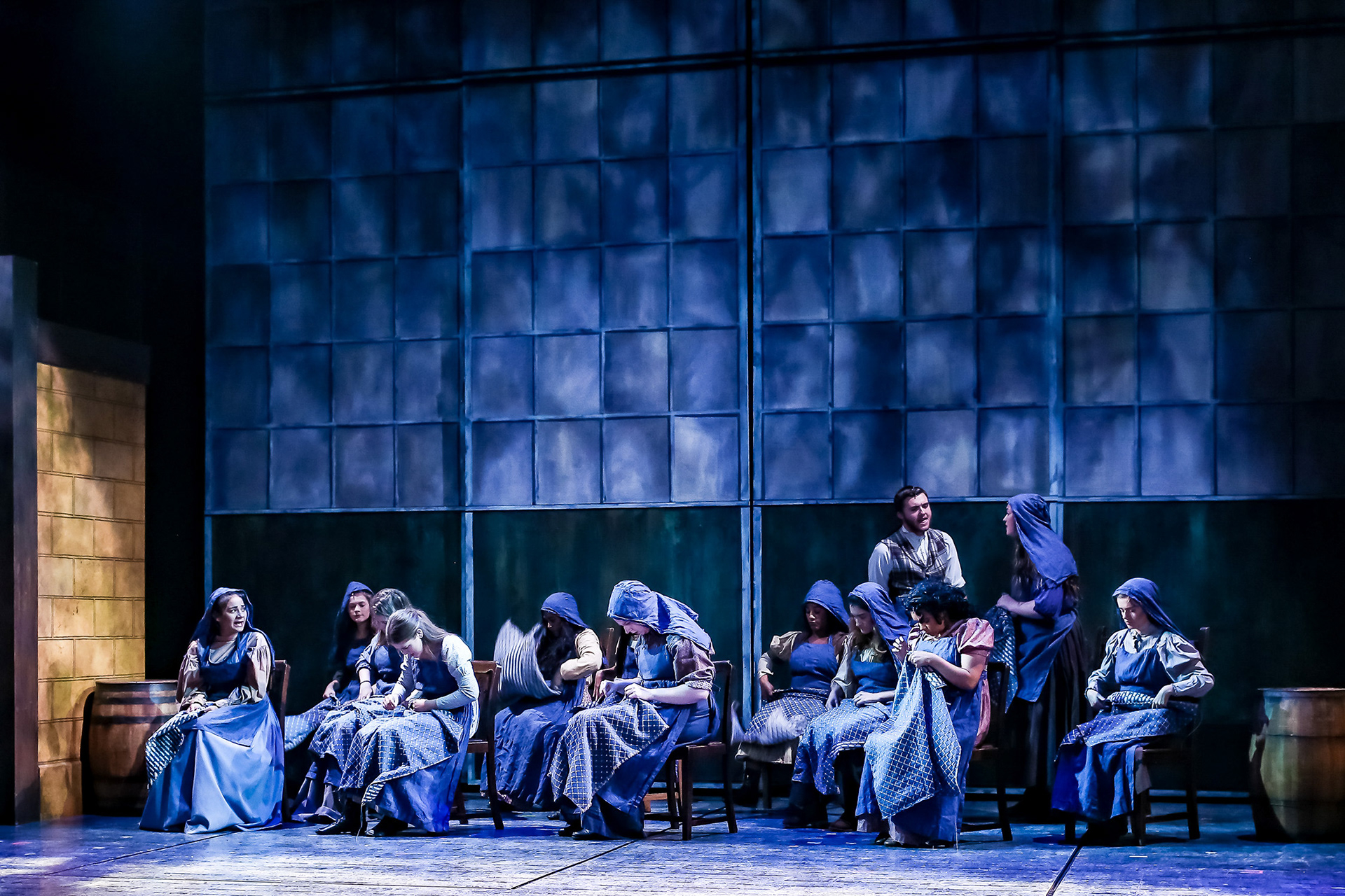 The Factory : Original scenery mixed with factory doors from Village Theatre's Newsies (designed by Christopher Mumaw)