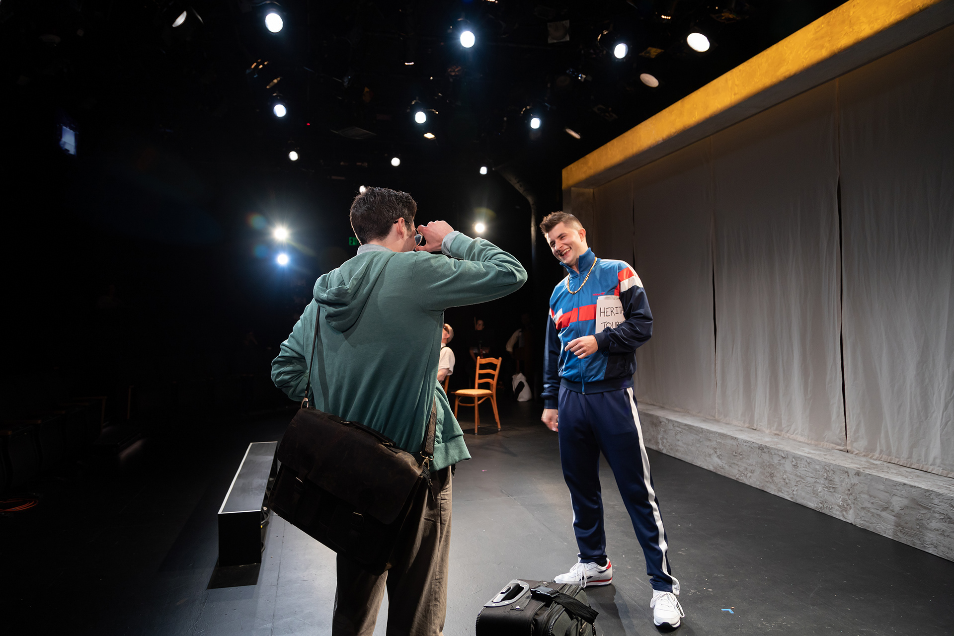 Set designed to be a canvas for overhead projector shadow pupetry (Photo by Aaron Wheetman)