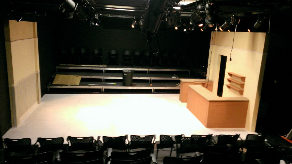 Load in and floor painting (I both designed and painted the set)
