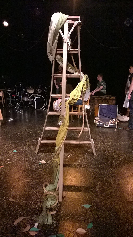 The Beanstalk : Made of green scarves and rope
