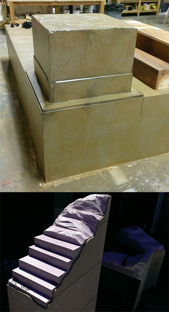 Throne and column tops carved out of foam (carved and painted by myself)