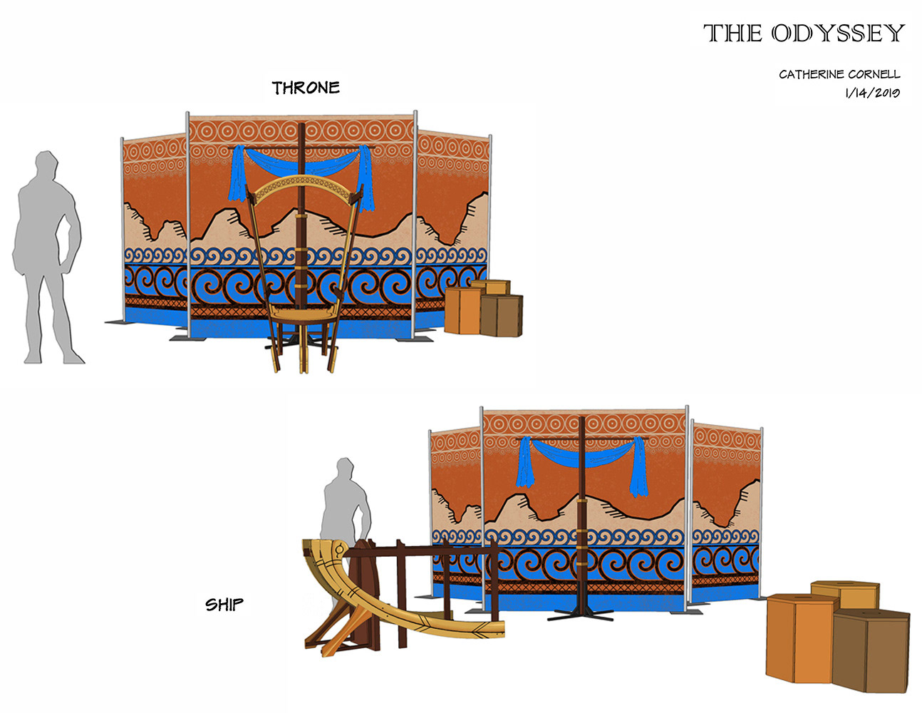 THE ODYSSEY : Renderings, inspired by Ancient Greek pottery, klismos chairs, and war ships