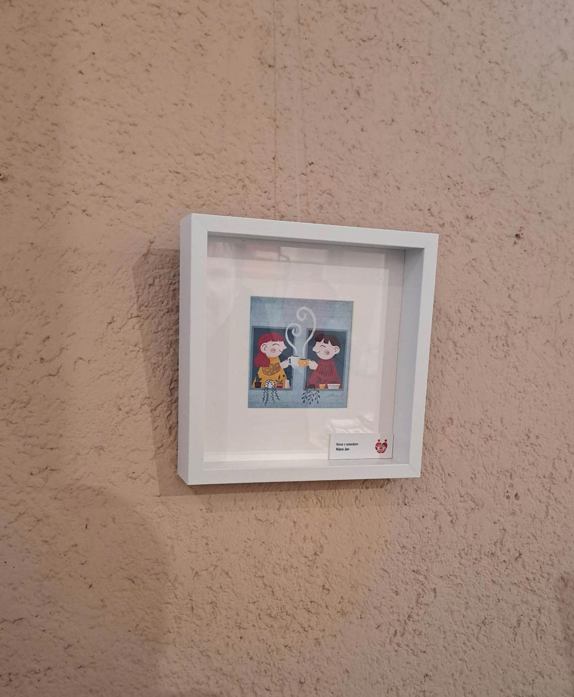 Ilustracija Kava s sosedom v okvirju.