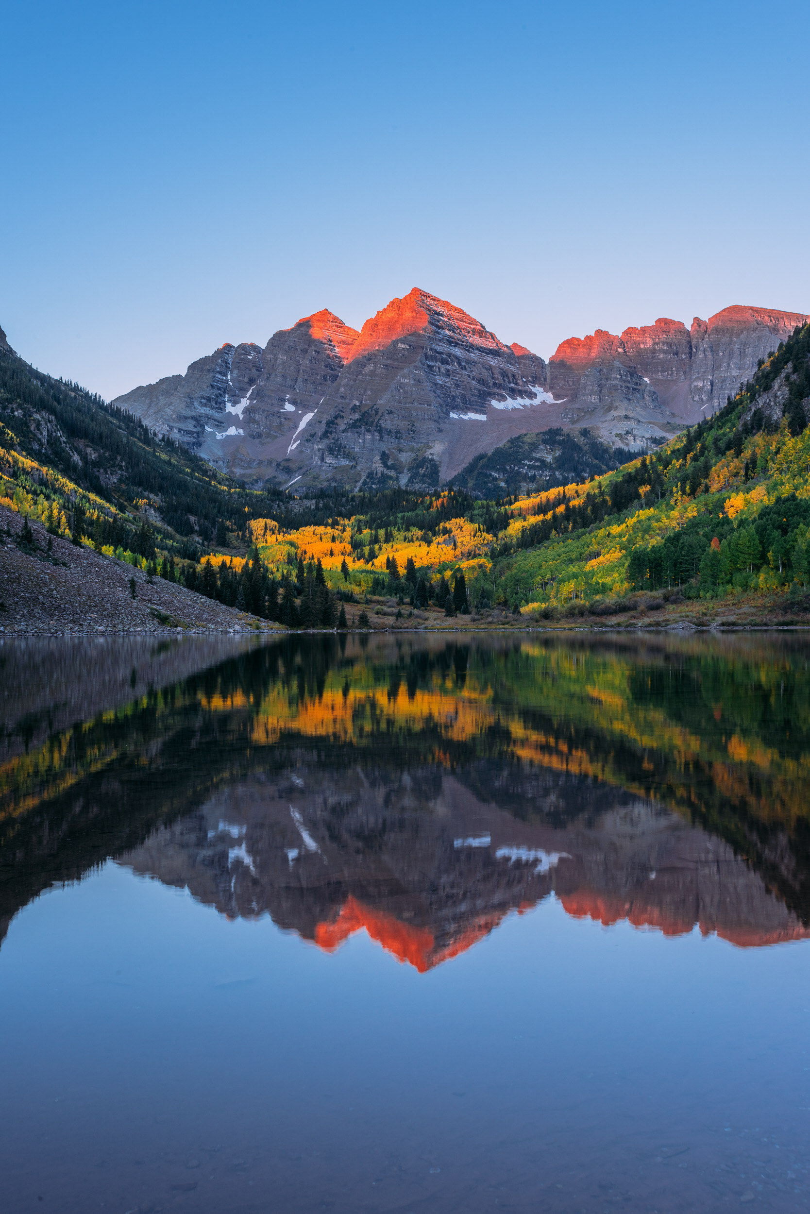 Maroon Bells Autumn Sunrise Alpenglow