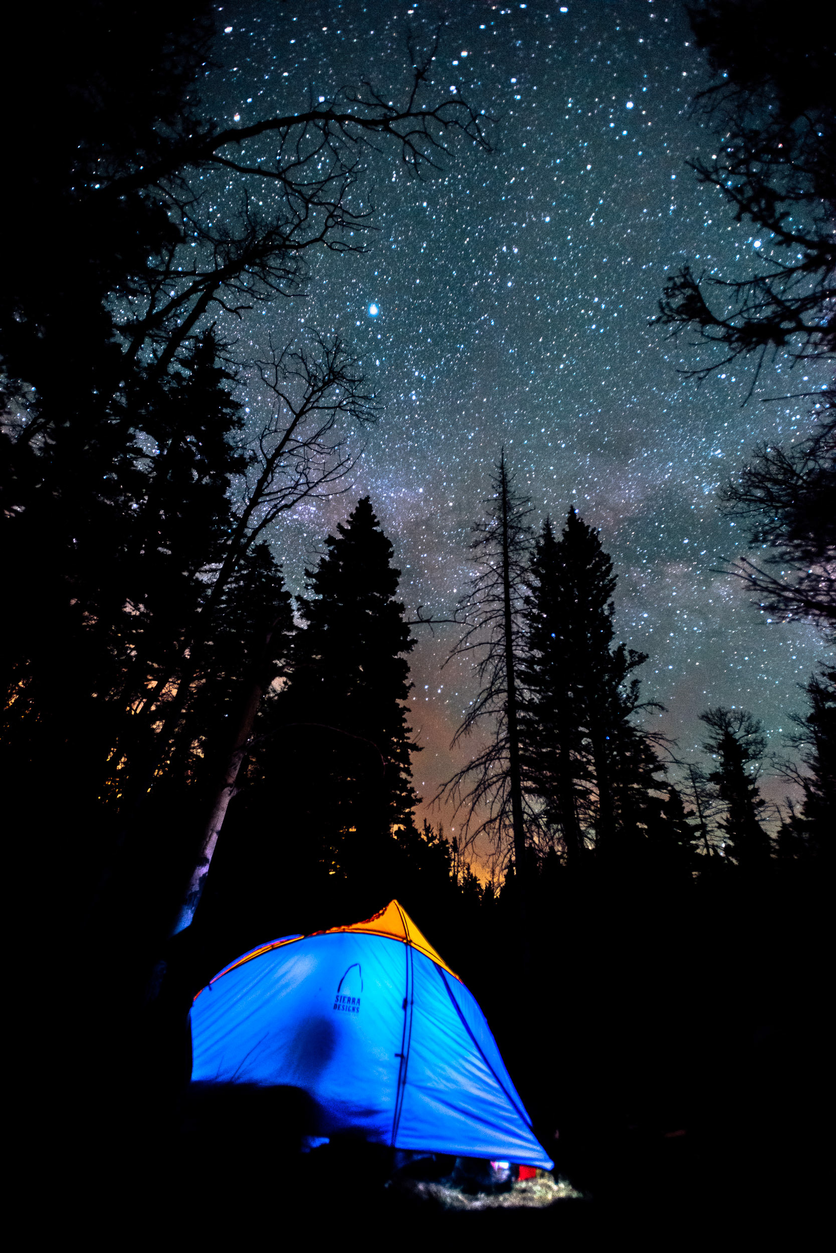 Illuminated Tent While Camping in Sangre De Cristo Mountains