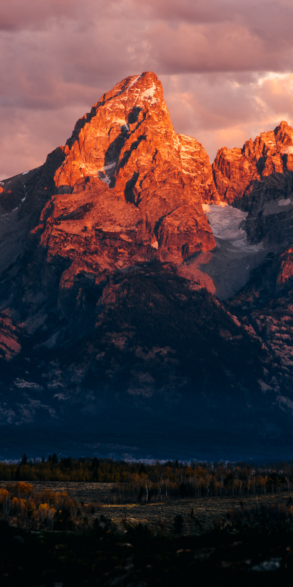 Grand Teton Sunrise Alpenglow Vertical Panorama
