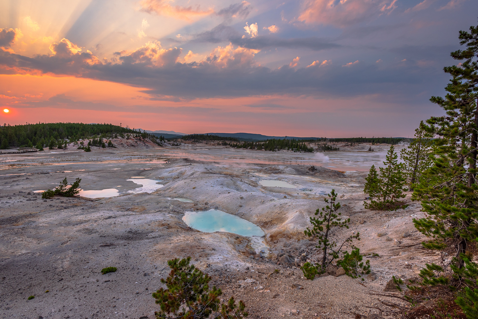 Norris Geyser Basin Summer Sunset