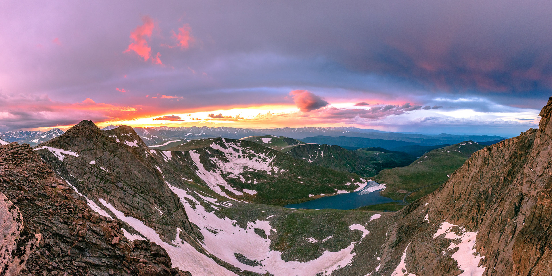 Colorful Sunset Panorama at 14,000 Feet