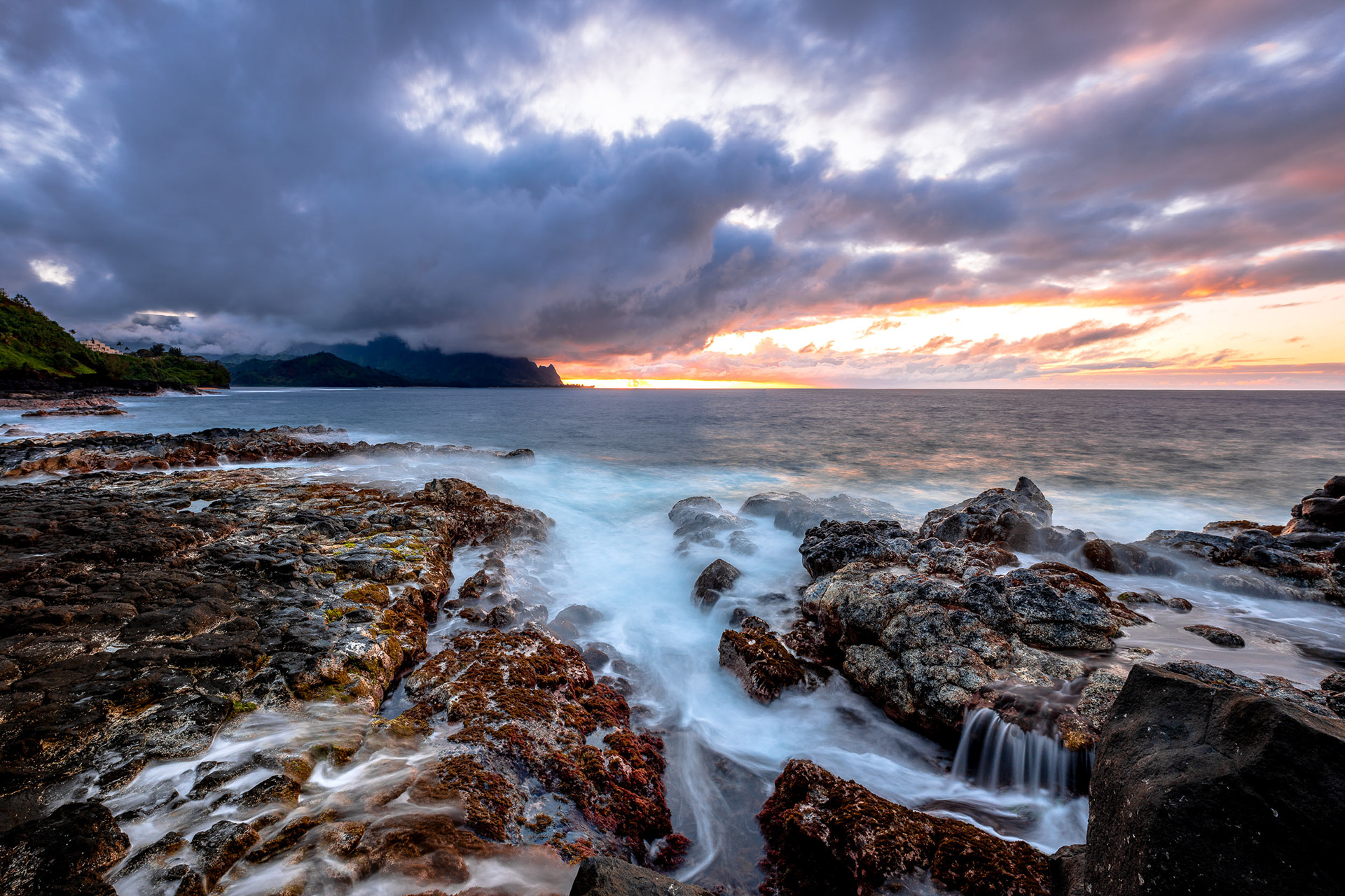 Kauai Seascape Long Exposure at Sunset