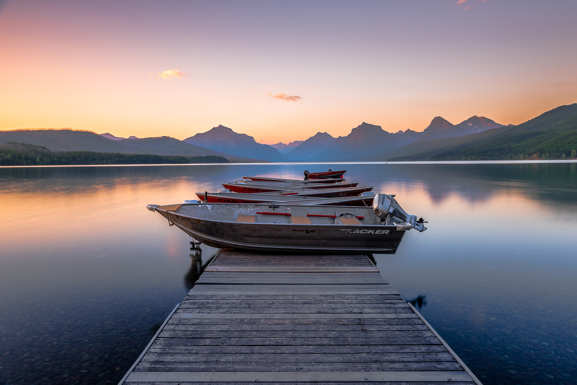 Lake McDonald Boat Dock at Sunset