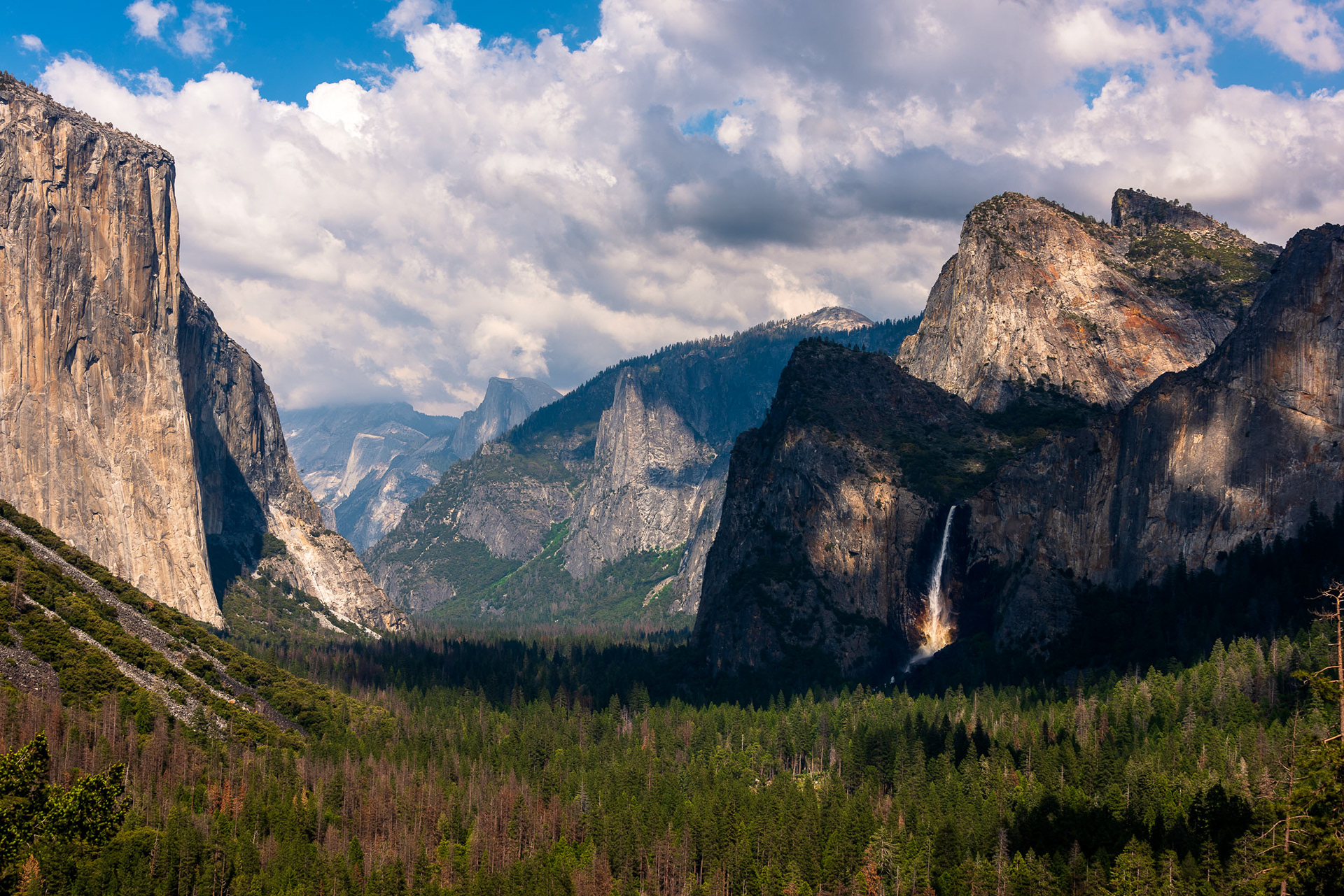 Tunnel View With Bridalveil Fall Rainbow
