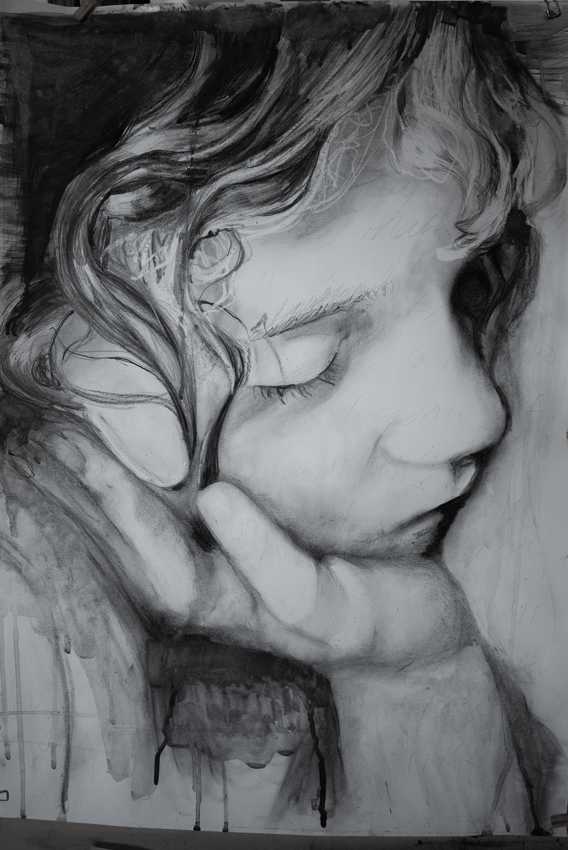 'The Joy of Just Watching You Sleep' pencil, charcoal and liquid graphite on paper
