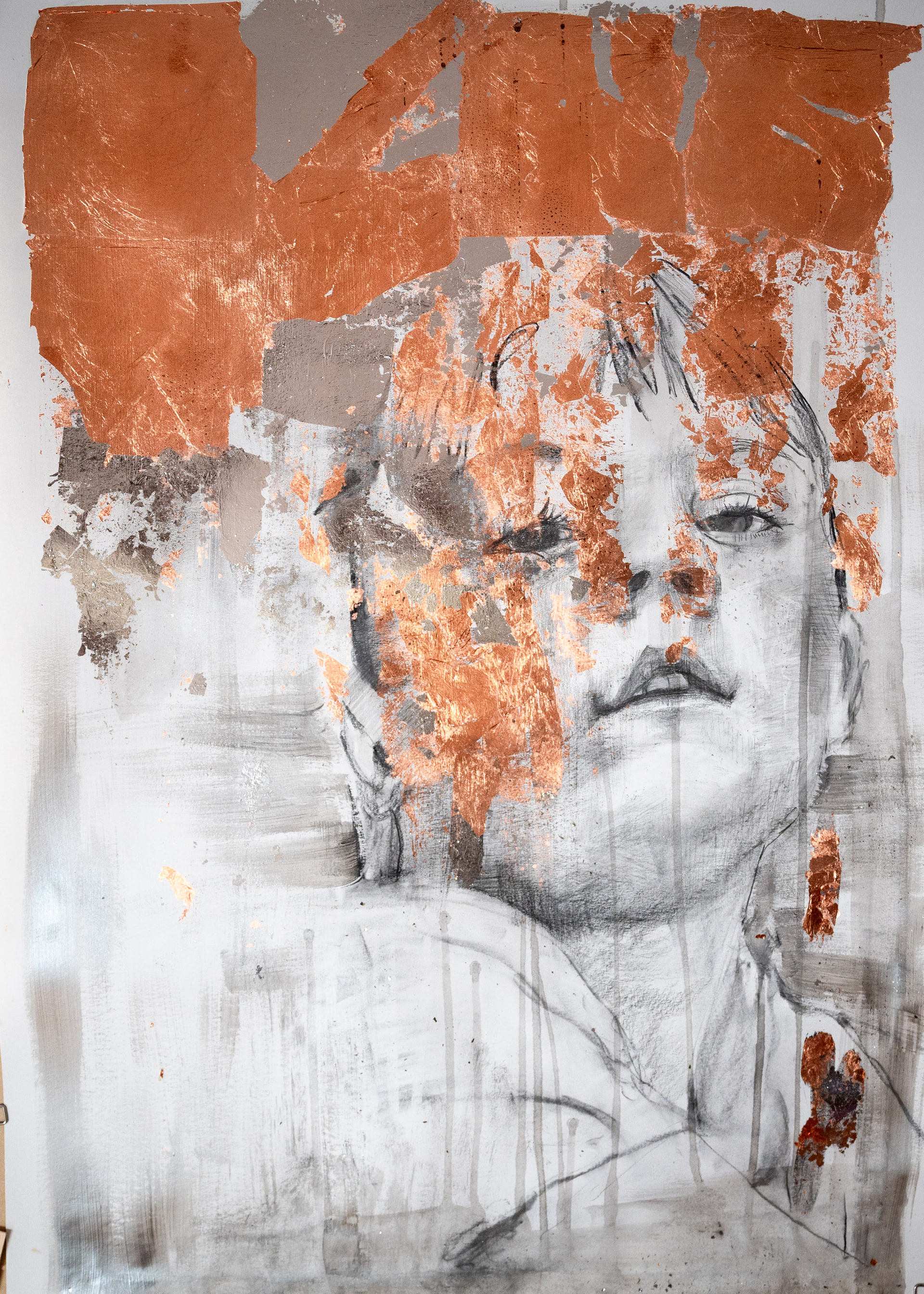 'Opacity' pencil, liquid Graphite and copper foil, on paper