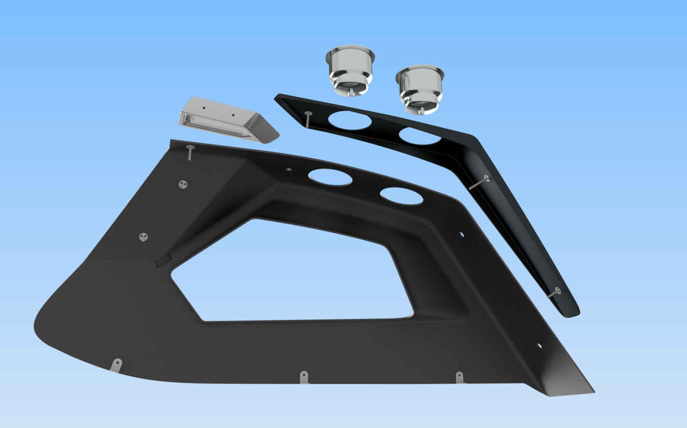 Companion helm multi-part component armrest assembly