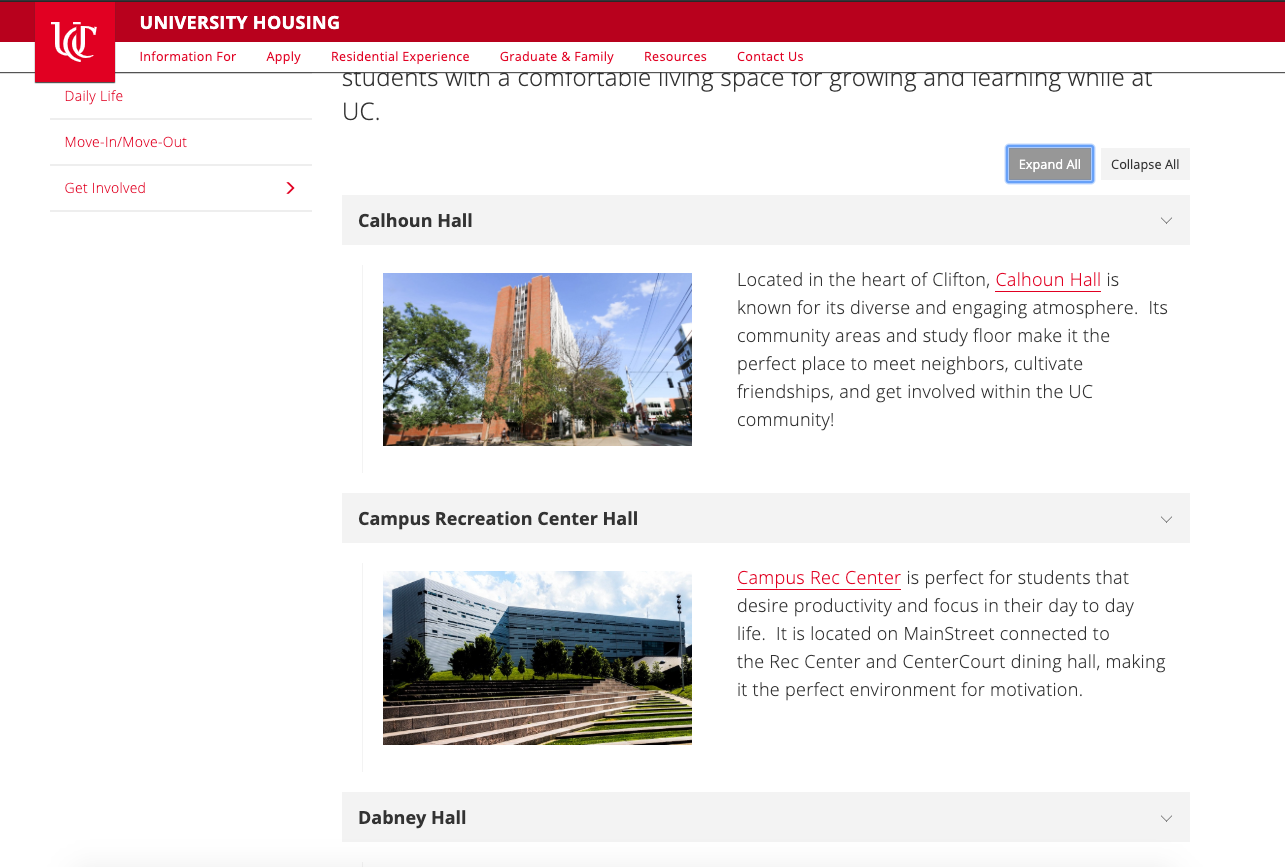 Updated Housing Communities page